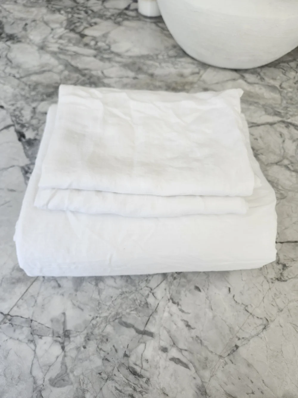 Quince European Linen Duvet Cover Set White Full Queen + 2 Shams